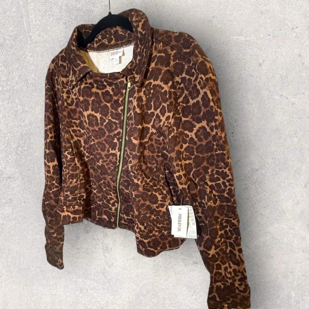 LuLaRoe 2XL Leopard Animal Print Presley Moto Jacket nwt htf Unicorn